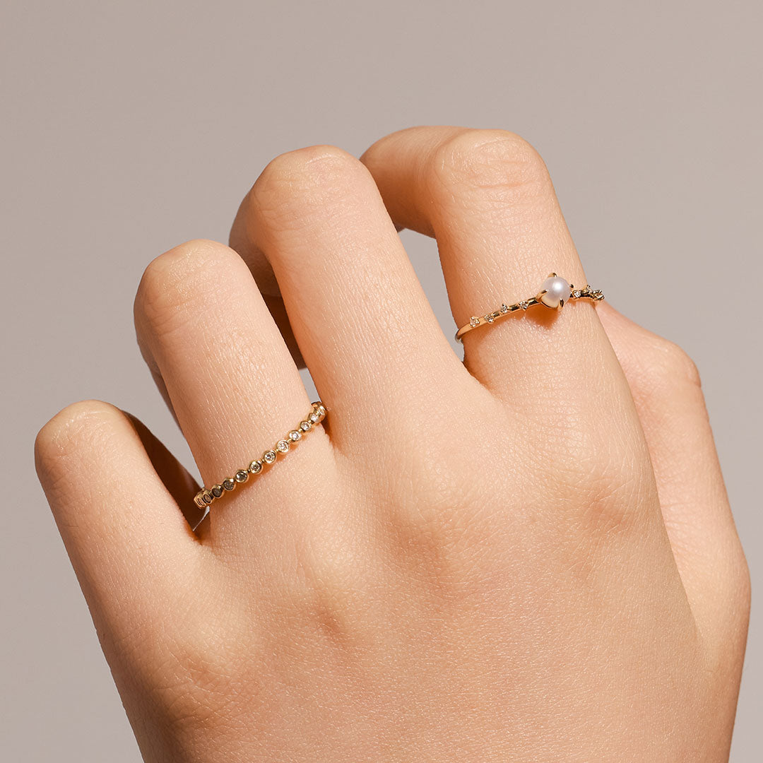 aurelie gi Pearl and Lab Grown Diamond Ring