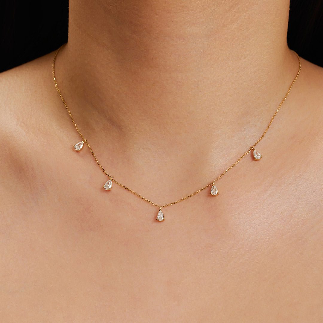 aurelie gi 14k gold Dangling Pear Lab Grown Diamonds Necklace