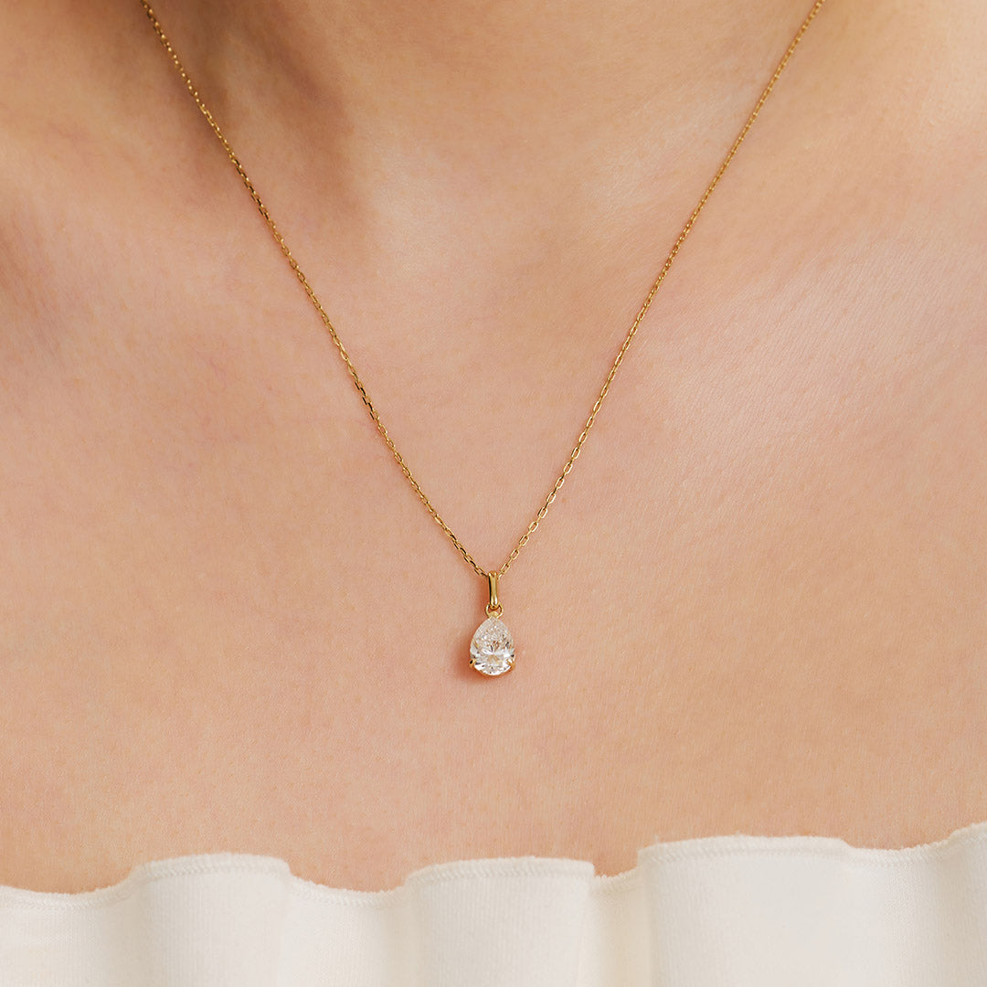 aurelie gi 14k gold Pear Lab Grown Diamond Solitaire Necklace