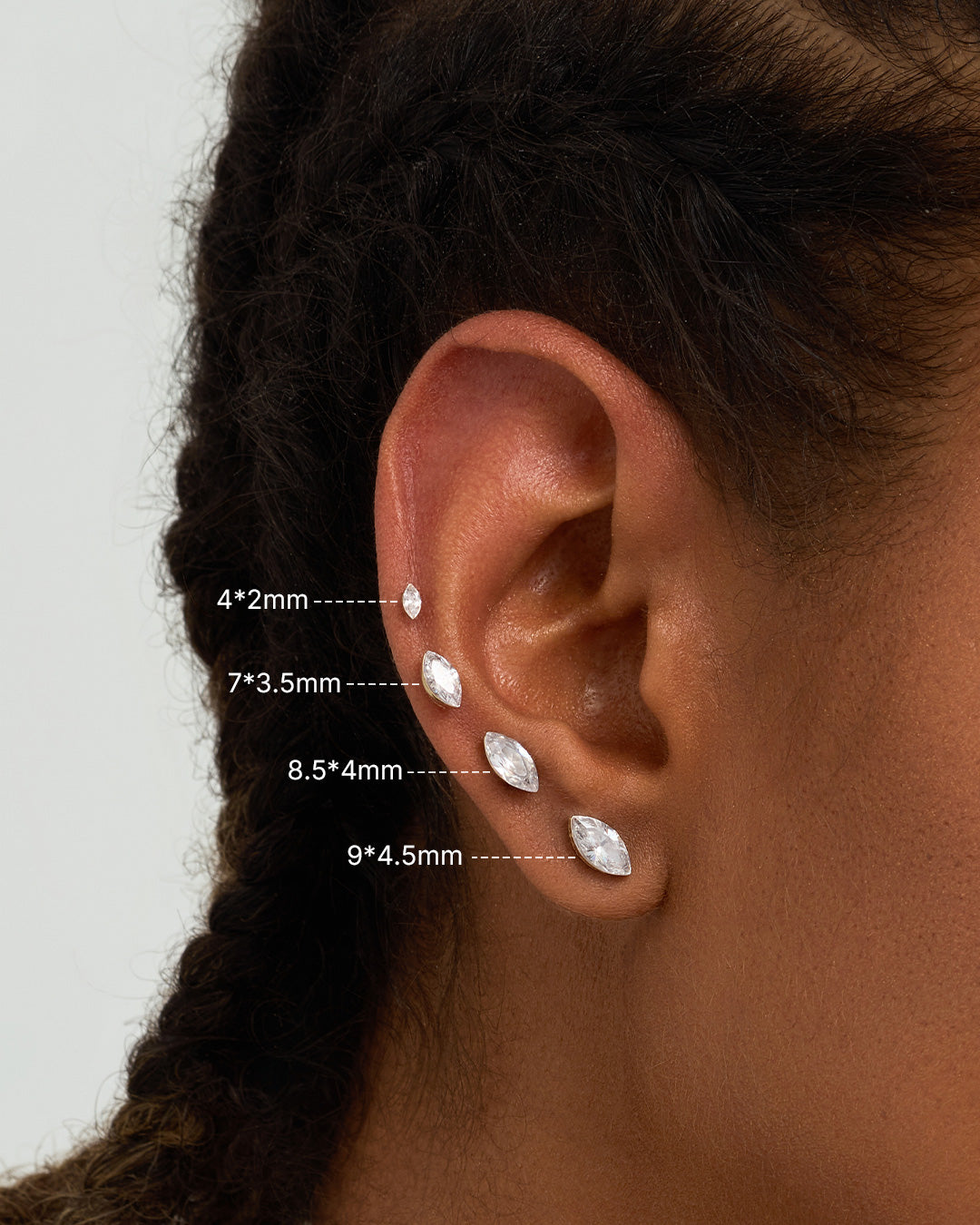 Marquise Lab Grown Diamond Flatback Stud