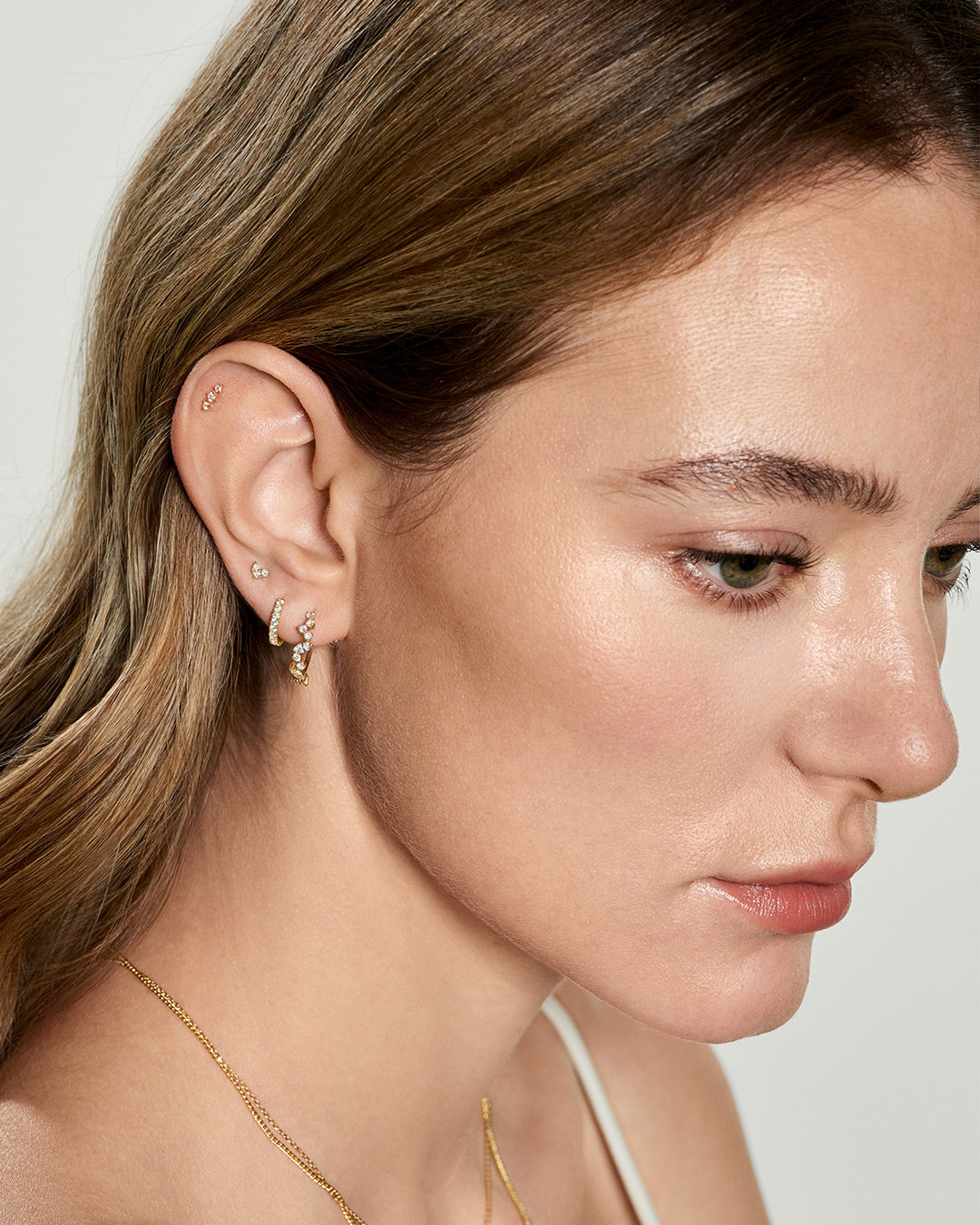 LEANDRA | Marquise and Round Lab Grown Diamond Single Huggie