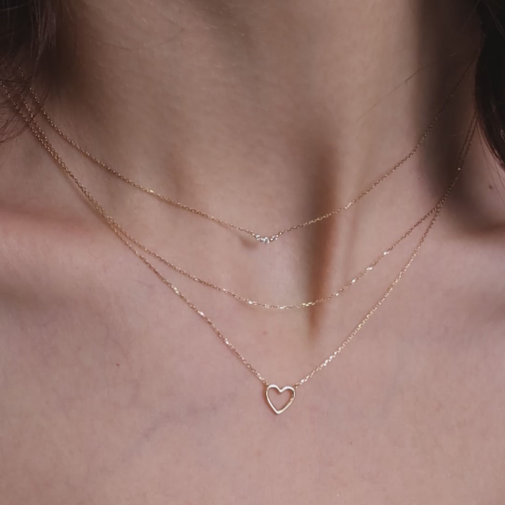 Triple Heart Diamond Necklace Set