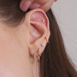 Diamond & Heart & Huggie Earring Set