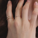 Diamond & Bead & Heart Ring Set