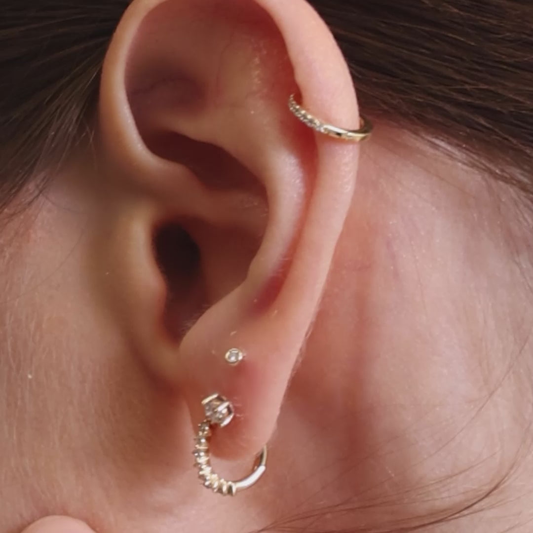 Diamond & Wishbone Piercing Earring Set