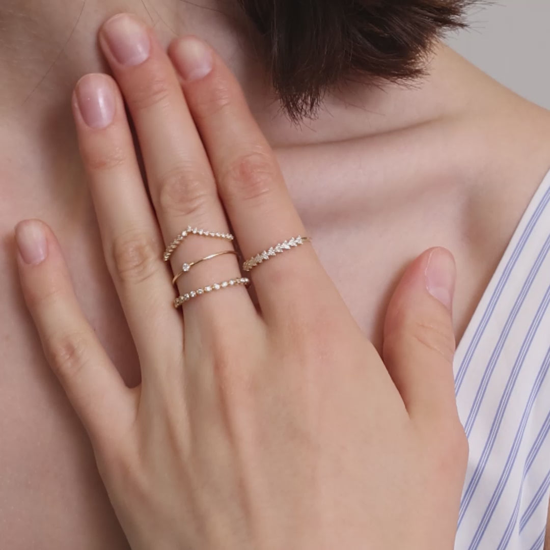 Diamond & Wreath & Wishbone Ring Set