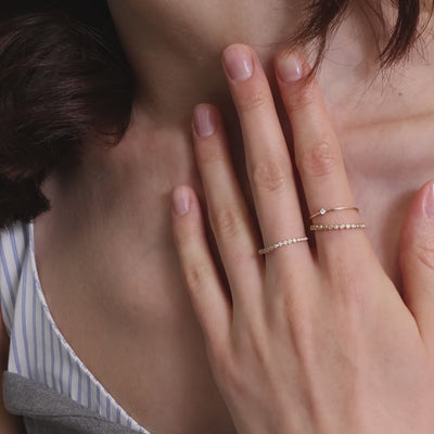 Diamond & Wave & Bead Ring Set