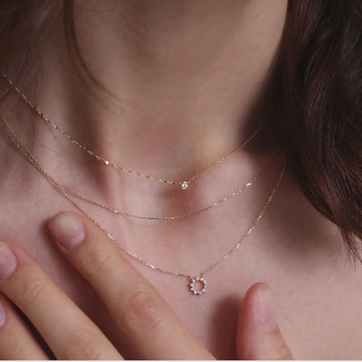 Bezel Pendant, Cable Chain & Crown Necklace Set