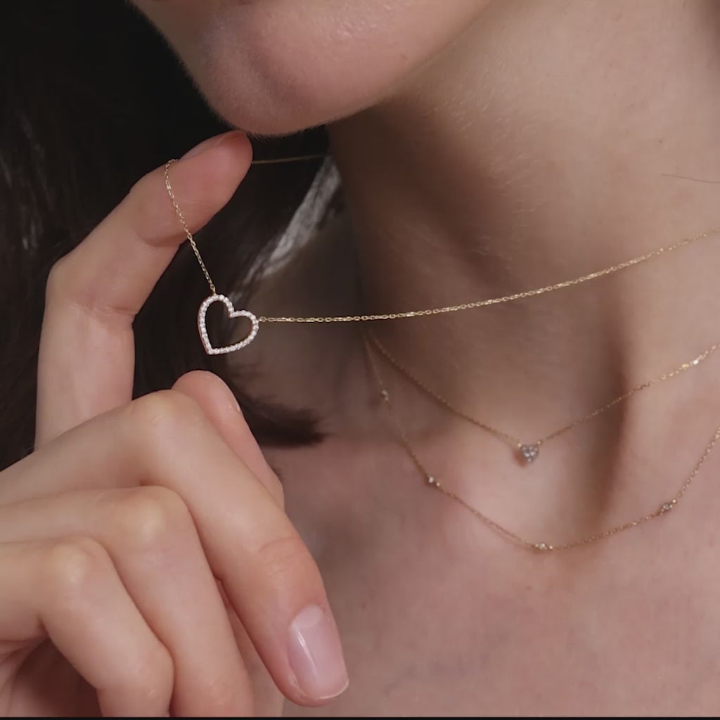Diamond Heart Necklace Set
