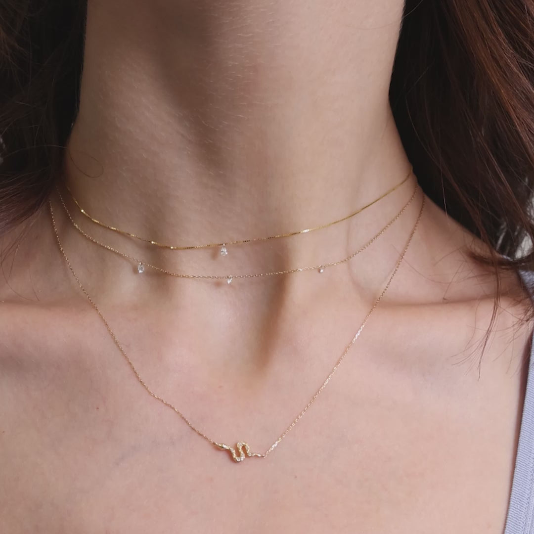 Pear Shape & Triple Diamond Snake Necklace Set