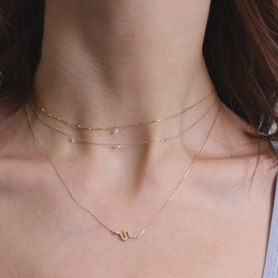Pear Shape & Triple Diamond Snake Necklace Set
