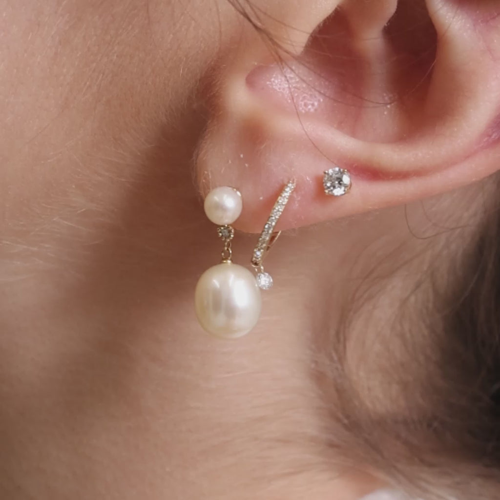 Diamond & Pearl Trio Earring Set