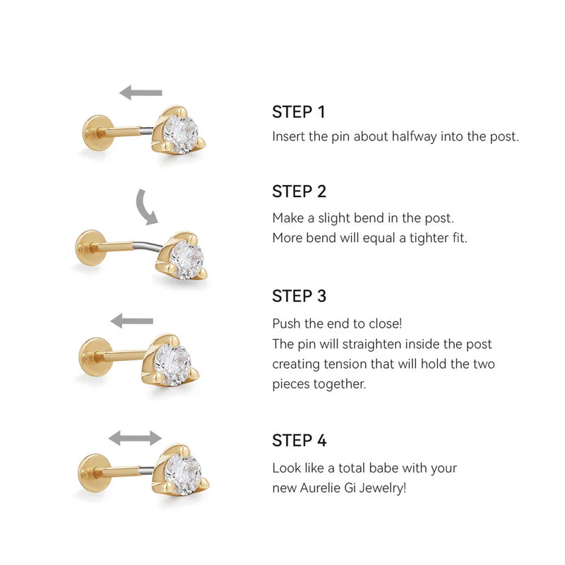 Lab Grown Diamond Threadless Flatback Earring