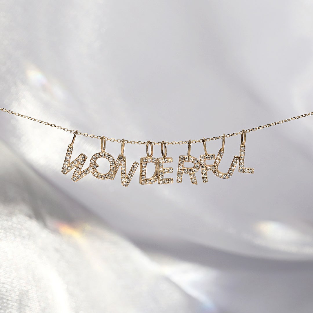 U | Diamond Initial Charm Necklace Charms AURELIE GI 