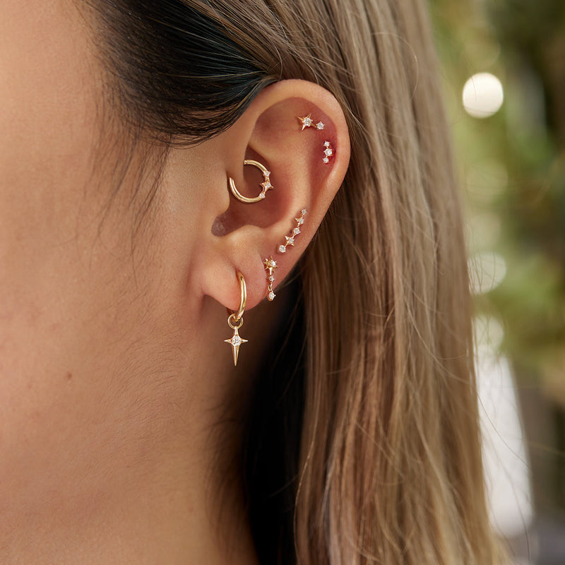 STARLET | Diamond Bar Single Stud Earrings AURELIE GI 