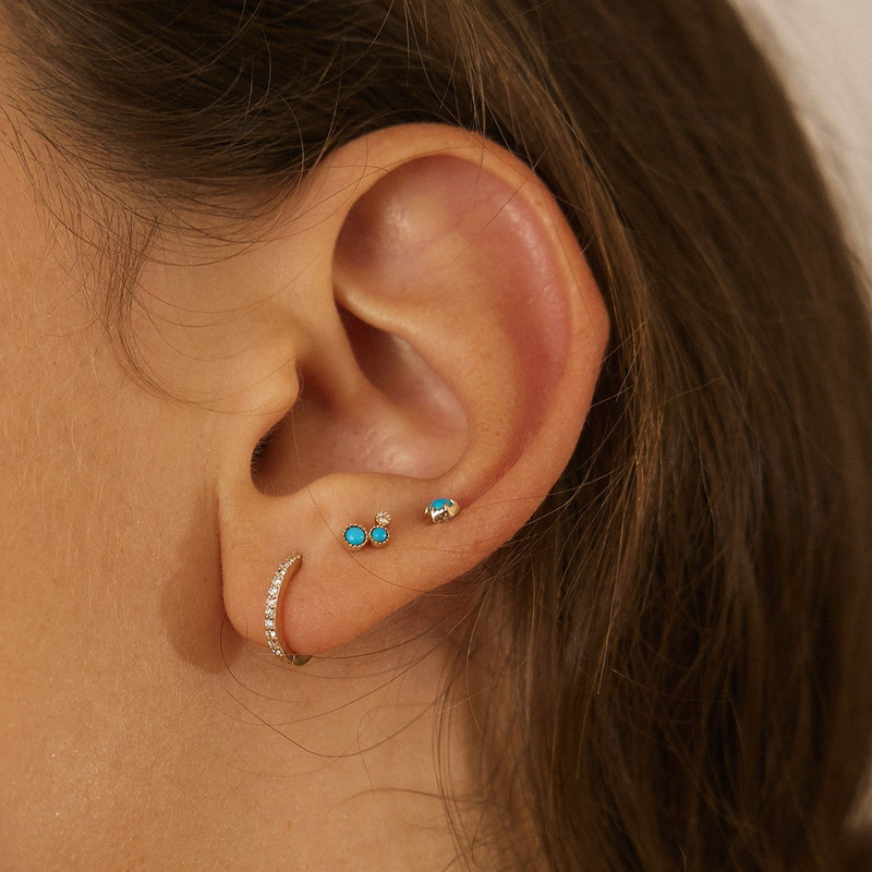 AMINA | Turquoise Solitaire Threadless Flatback Earring