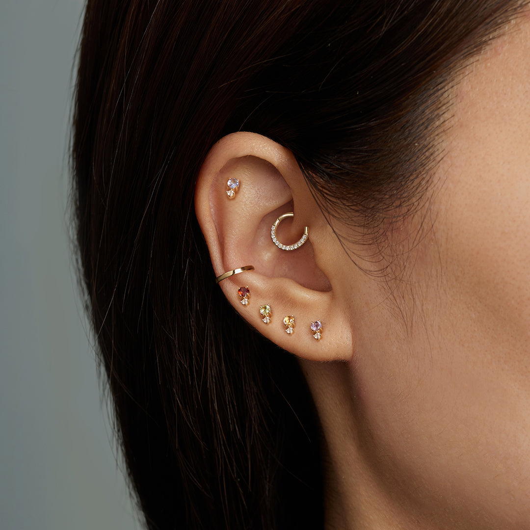AUGUST | Peridot and White Sapphire Single Earring Studs AURELIE GI 