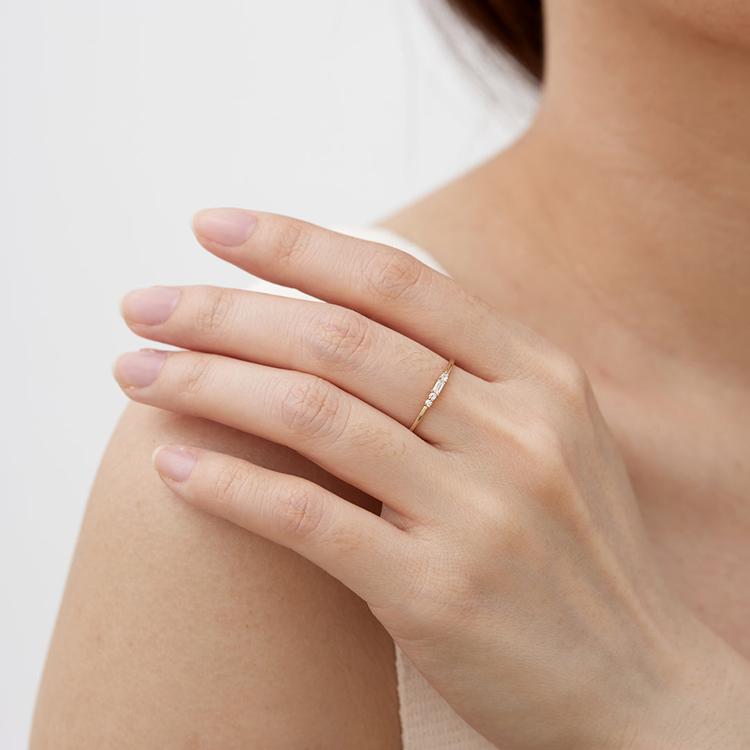 Selena | Baguette and Round White Sapphire Ring Rings AURELIE GI 