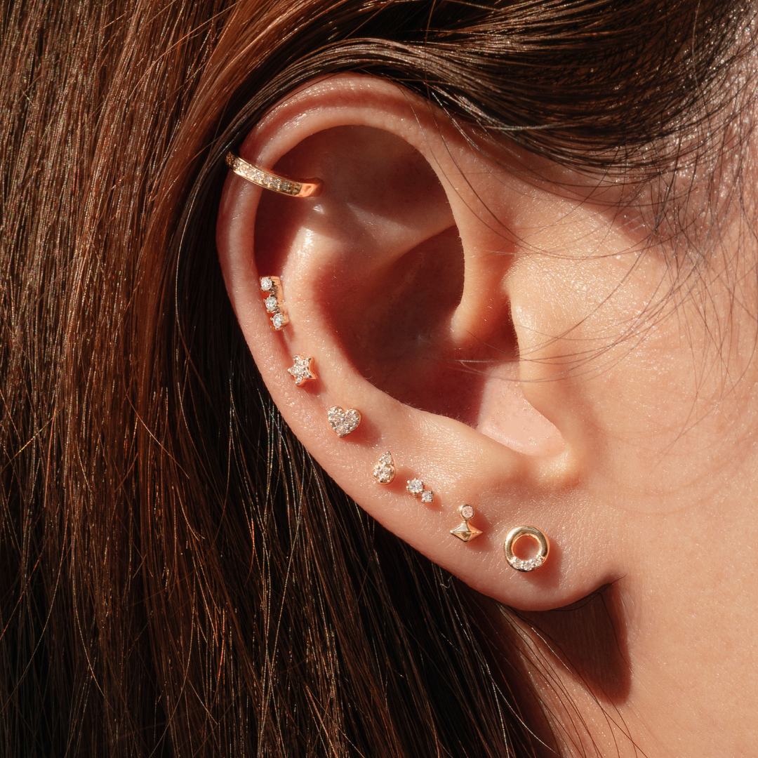 SOPHIE | Diamond Heart Threadless Flatback Earring