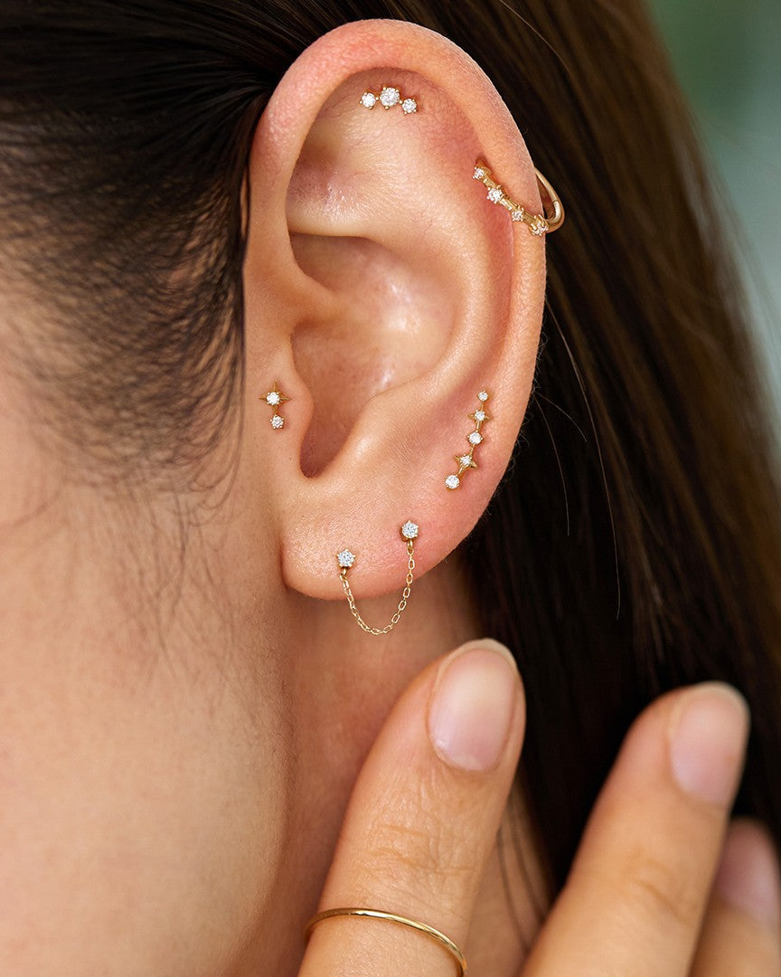 CAELI | Triple Diamond Threadless Flatback Earring