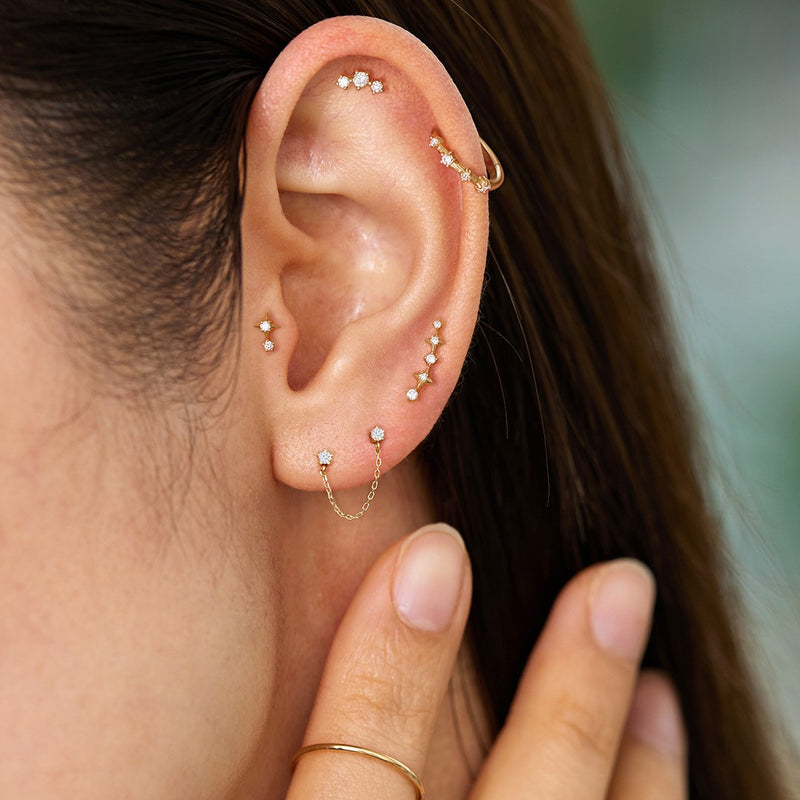 CAELI | Triple Diamond Threadless Flatback Earring