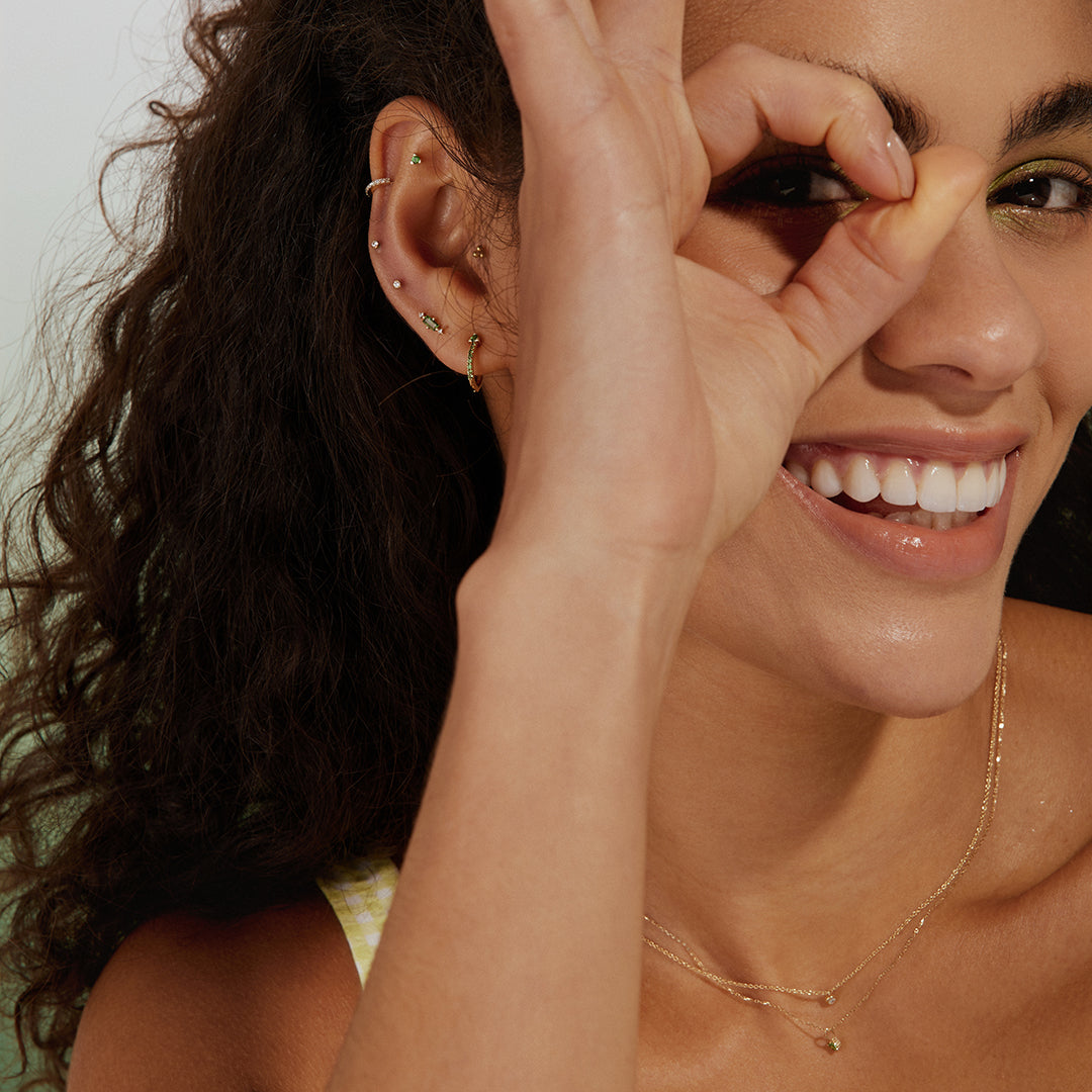 PAZ | Tsavorite Pyramid Threadless Flatback Earring