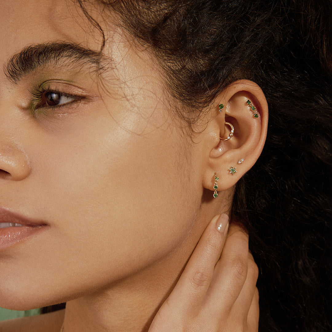 LOTUS | Floral Tsavorite Threadless Flatback Earring