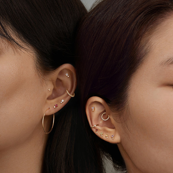 JUNE | Moonstone and White Sapphire Threadless Flatback Earring