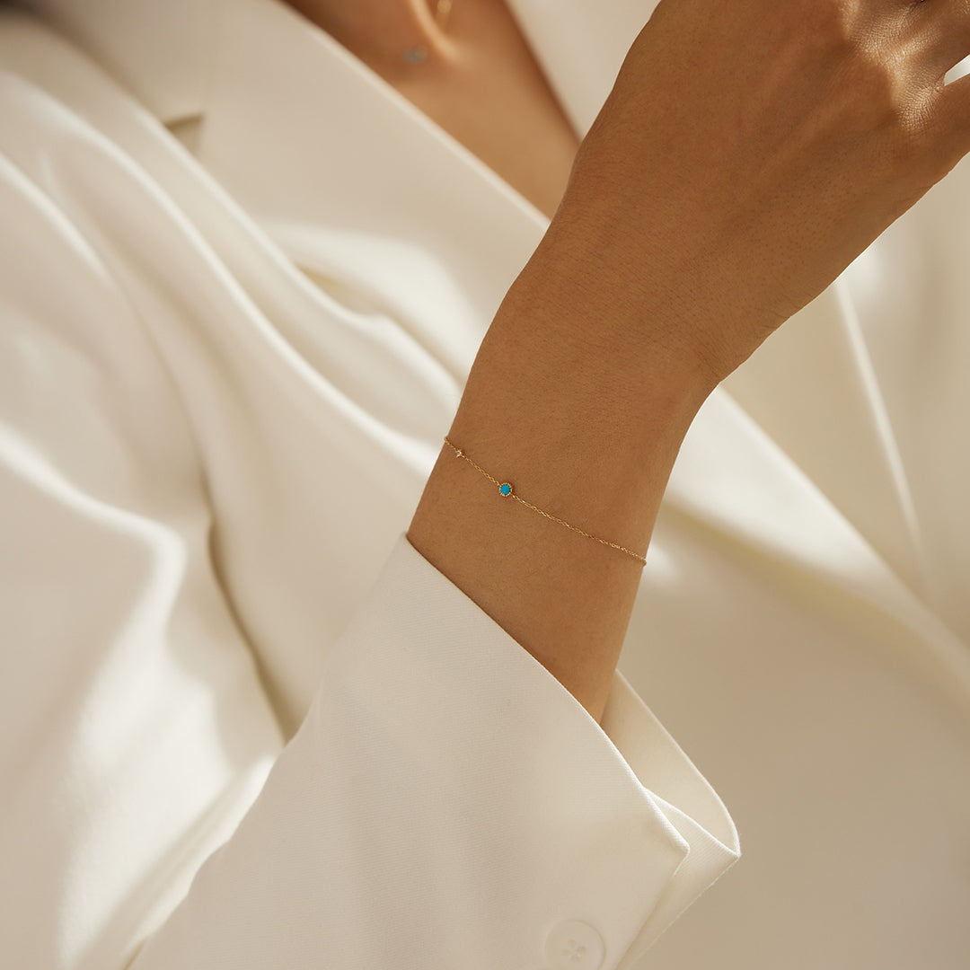 AMINA | Turquoise & White Sapphire Bracelet Bracelets AURELIE GI 