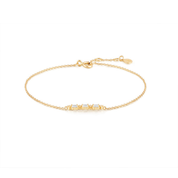 Amelia | White Sapphire Baguette Bracelet Bracelets AURELIE GI Plain Gold 