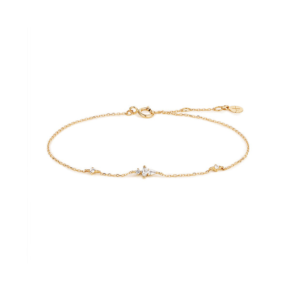 CAMI | Pear and Round White Sapphire Bracelet Bracelets AURELIE GI Yellow Gold 