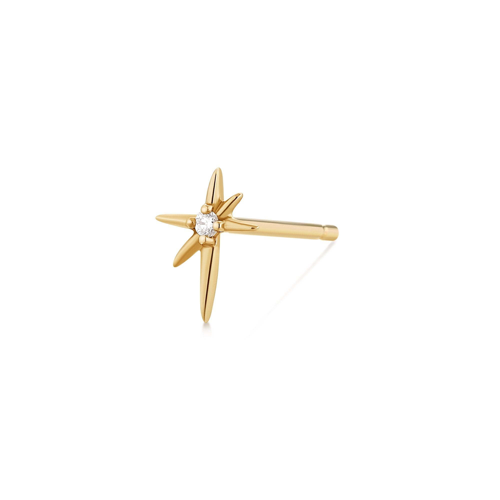 AURELIE GI 14k gold Single Diamond Starburst Studs