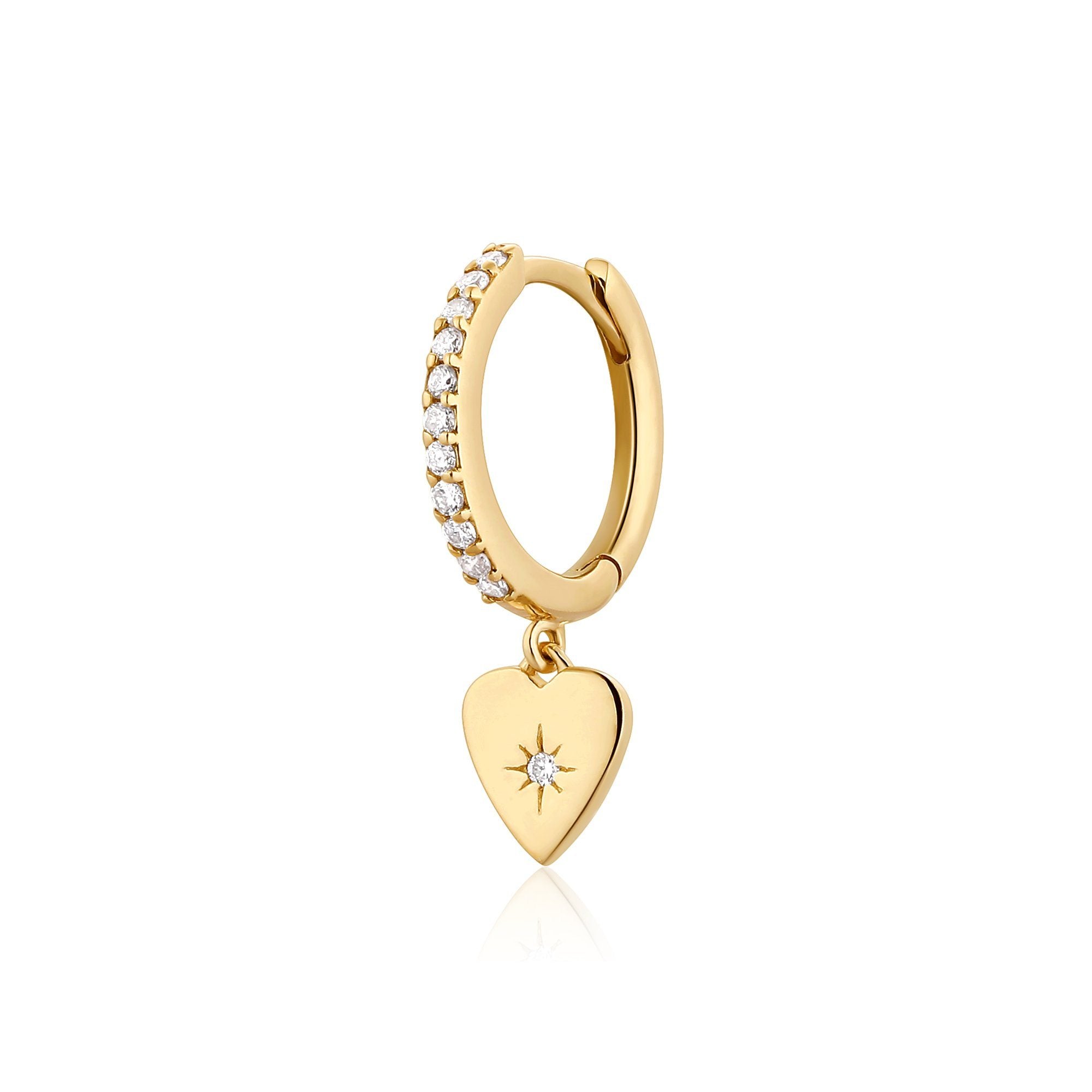 VICTORIA | Single Diamond Heart Hoop Hoops & Huggies AURELIE GI 
