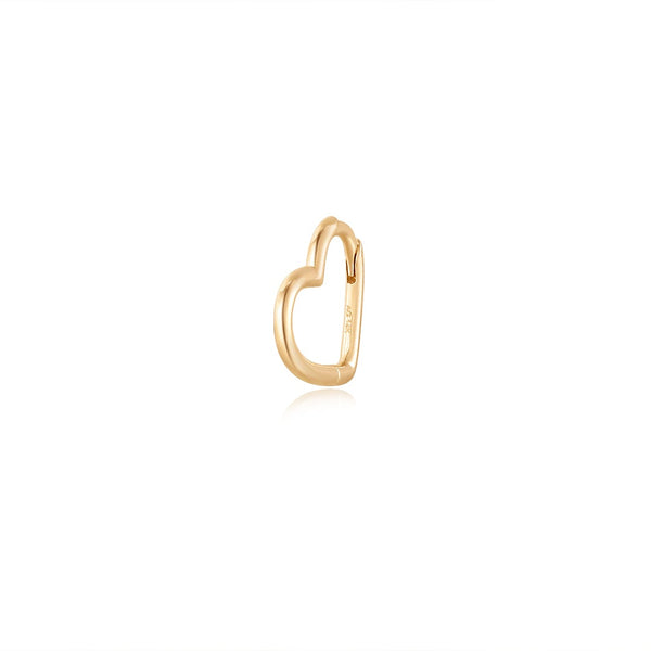 14K Gold Earring - Single Diamond Heart Hoop – AURELIE GI