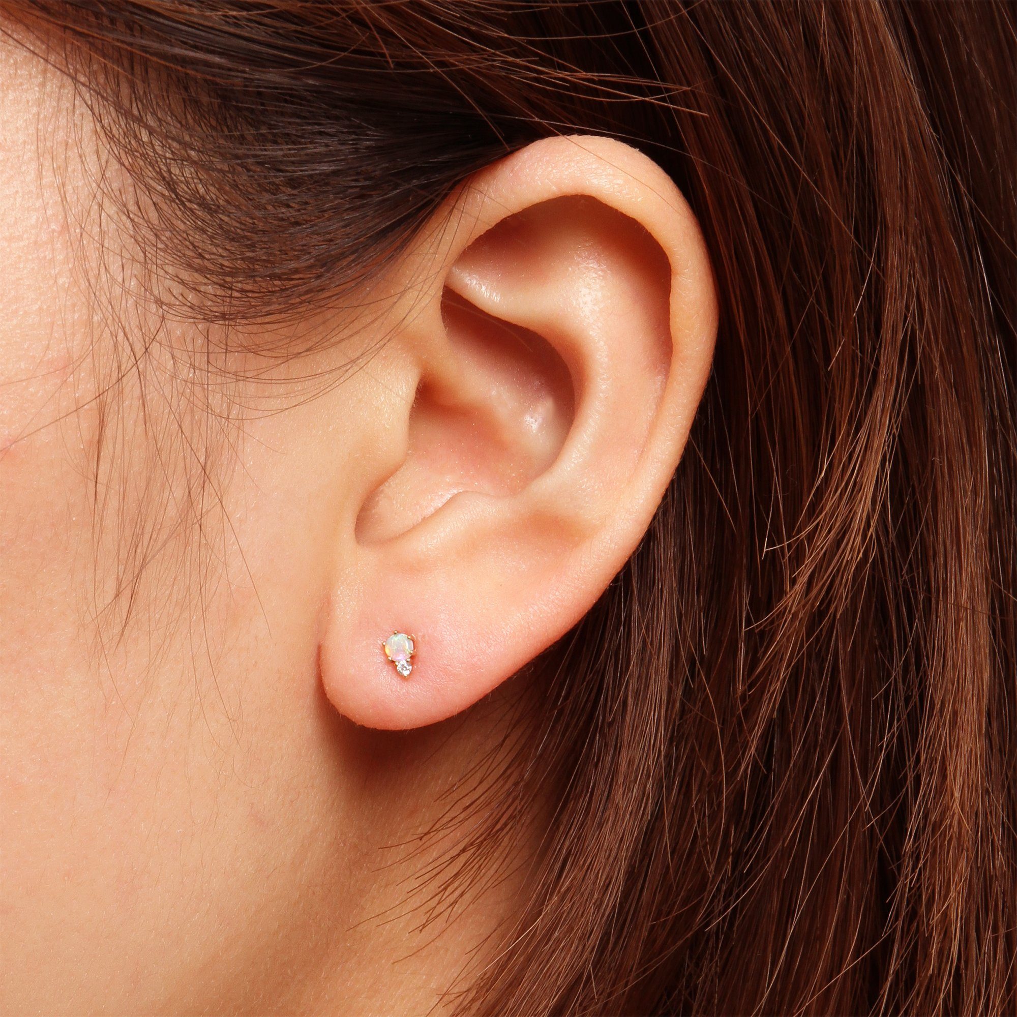 ZENA | Single Opal and Diamond Stud Studs AURELIE GI 