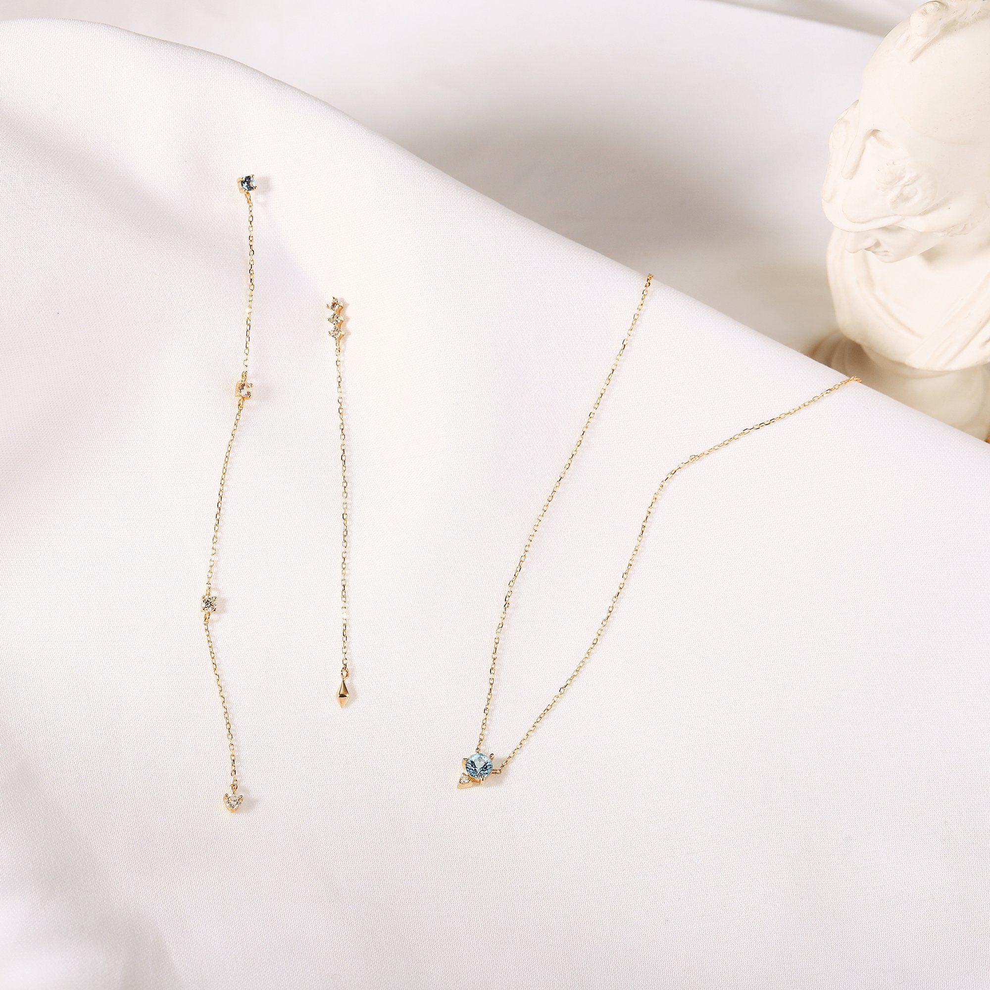 GWEN | Topaz and Aquamarine Single Drop Earring Drop Earrings AURELIE GI 