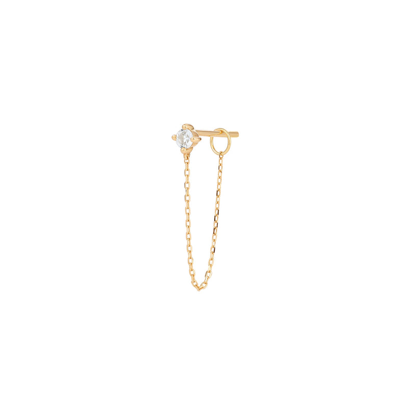 AVA | White Sapphire Chain Single Drop Earring Drop Earrings AURELIE GI 