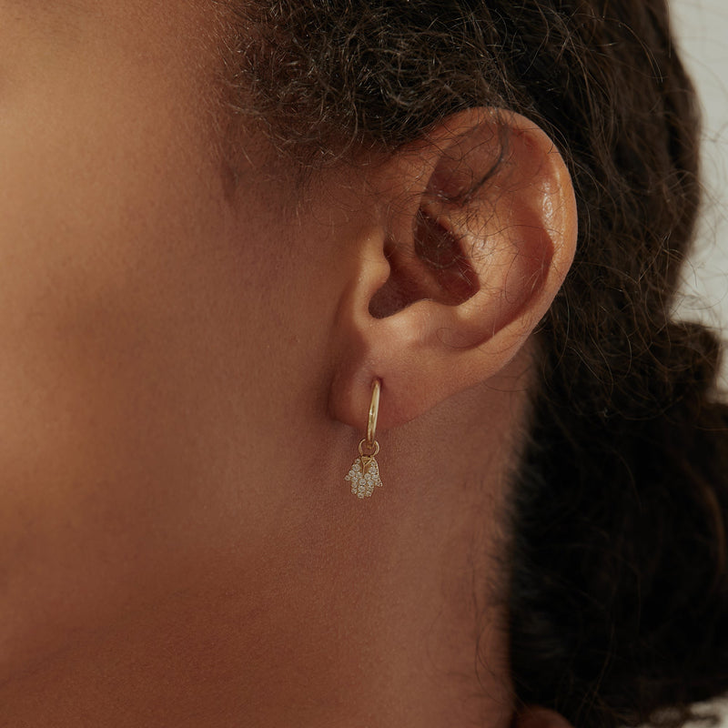 MIRIAM | Diamond Hamsa Earring Charm Earring Charms AURELIE GI 