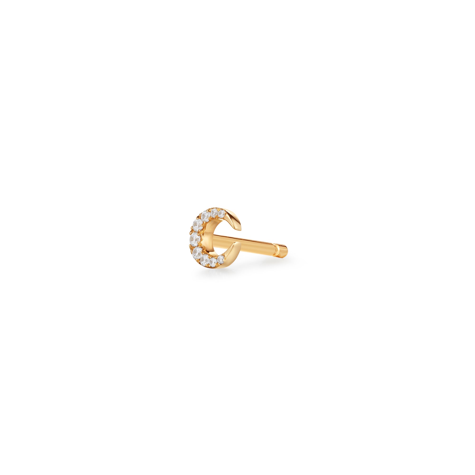 SELENE | Diamond Crescent Moon Single Stud Earring