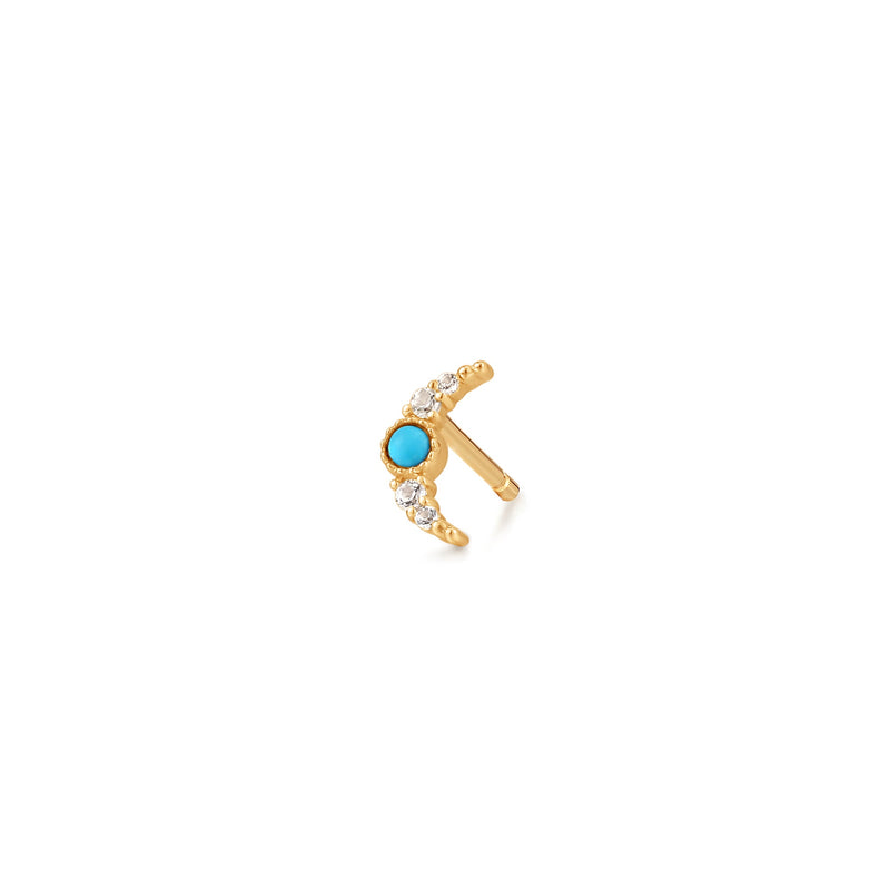 NORA | Turquoise & White Sapphire Crescent Moon Single Earring Studs AURELIE GI 