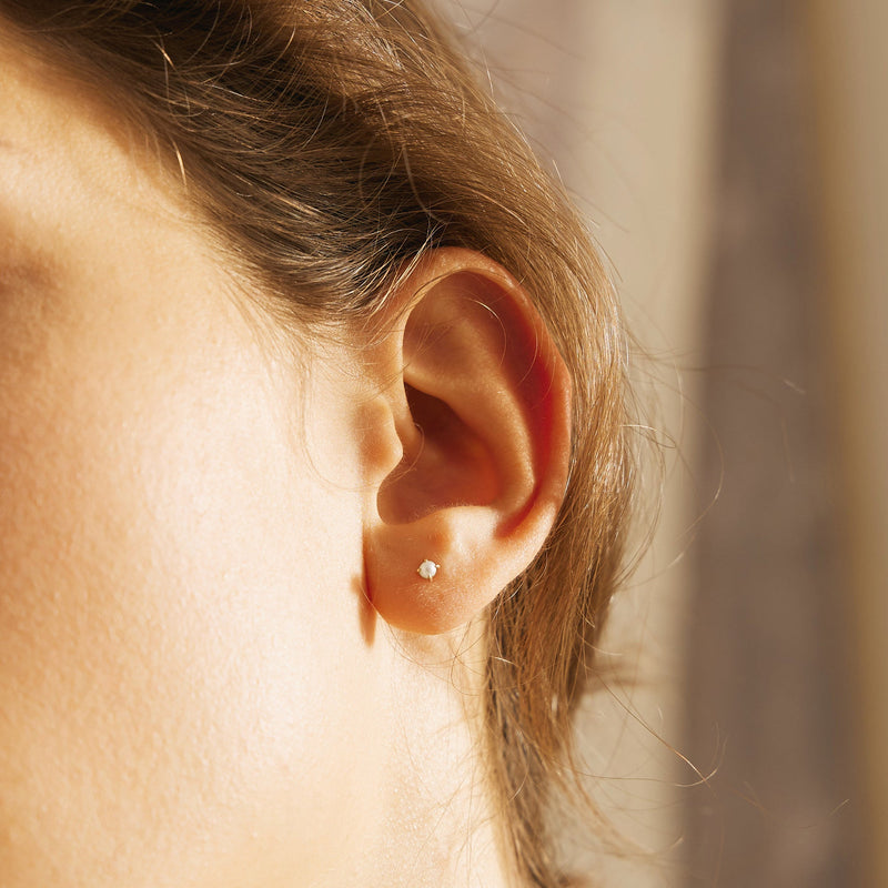 EVANGELINE | Single White Pearl Stud Earring Studs AURELIE GI 