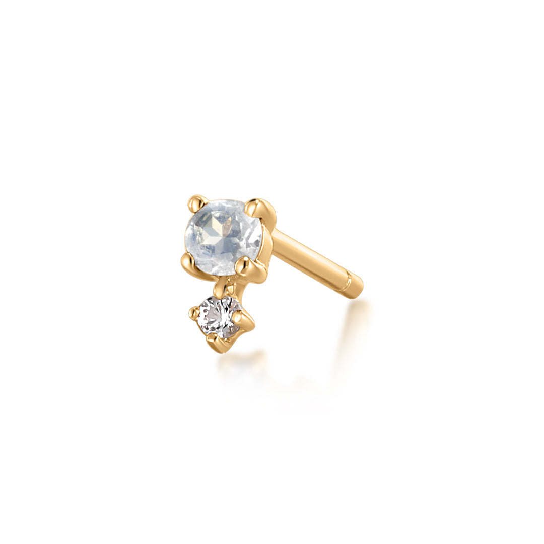 MARCH | Aquamarine and White Sapphire Single Earring Earring Charms AURELIE GI 