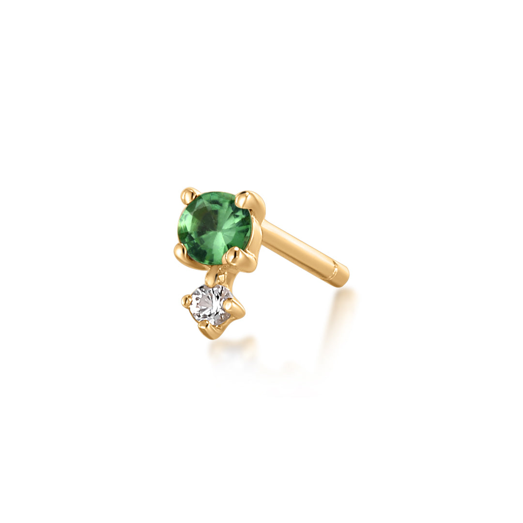 MAY | Green Tsavorite and White Sapphire Single Earring Earring Charms AURELIE GI 