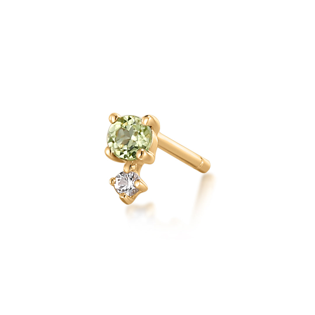 August Birthstone Peridot and White Sapphire Stud Earring