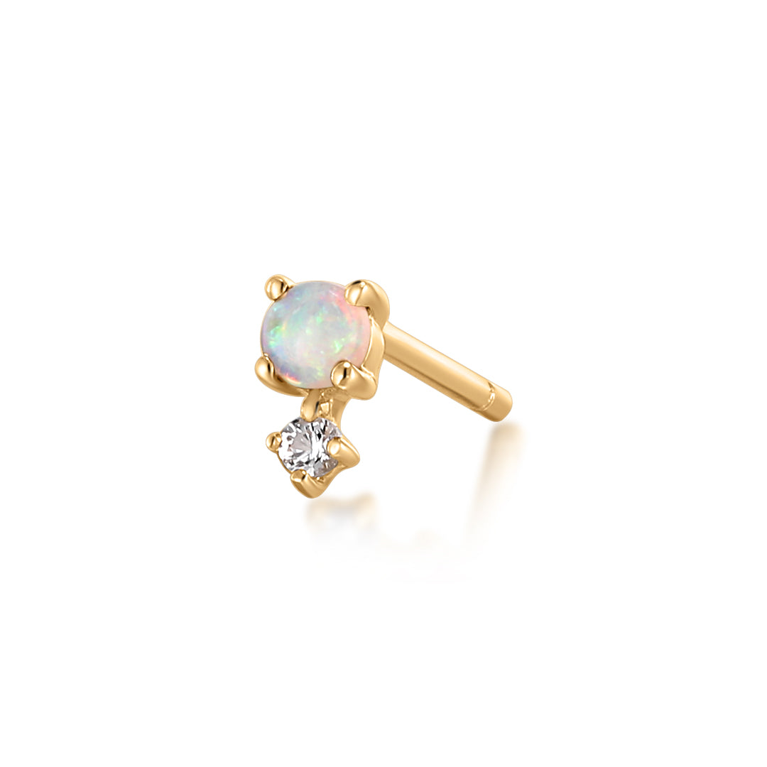 OCTOBER | Opal and White Sapphire Single Earring Earring Charms AURELIE GI 