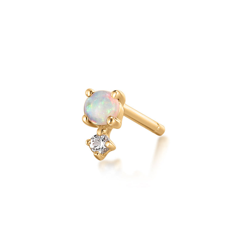 OCTOBER | Opal and White Sapphire Single Earring Earring Charms AURELIE GI 