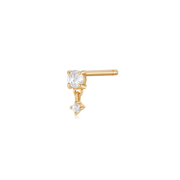 IDA | Rose Cut Double White Sapphire Stud Earring Earrings AURELIE GI Yellow Gold Single 