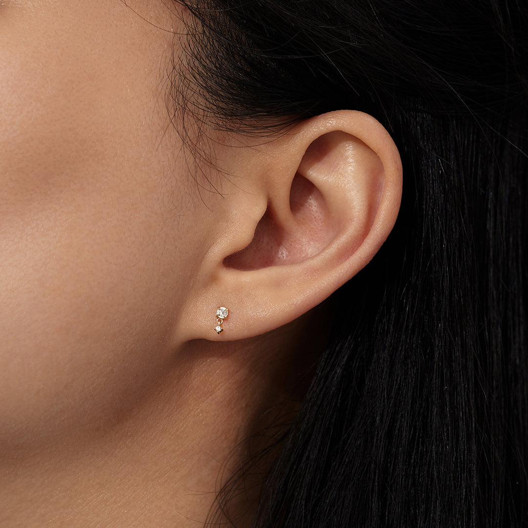 IDA | Rose Cut Double White Sapphire Stud Earring Earrings AURELIE GI 