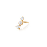 CLARA | Rose Cut Triple White Sapphire Stud Earring Earrings AURELIE GI Yellow Gold Single 