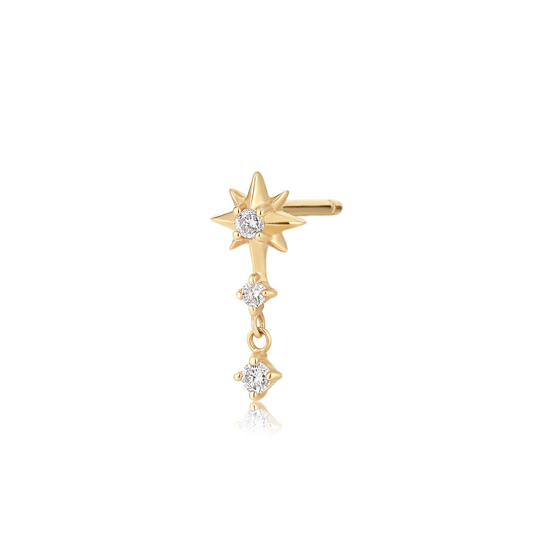 AURELIE GI 14k gold Triple Diamond Starburst Single Earring
